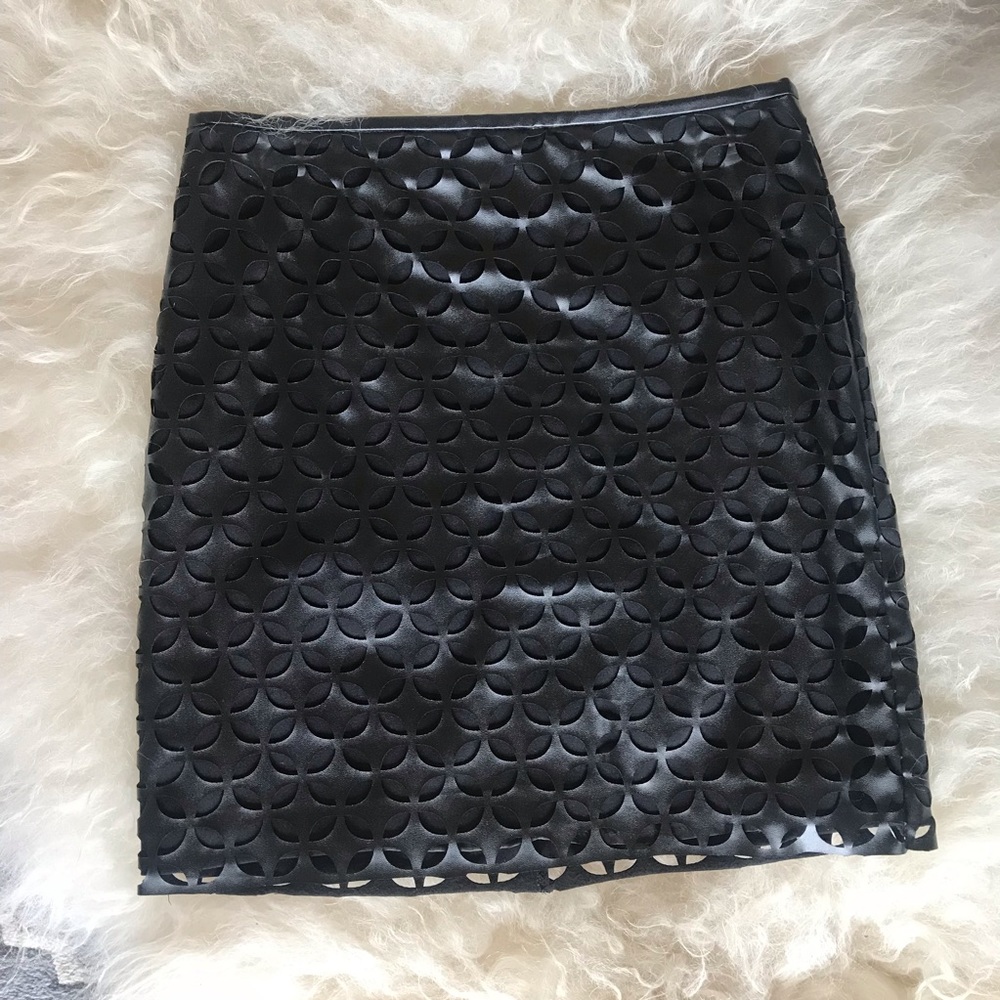 Vince Camuto Leather Like Cut Out Skirt